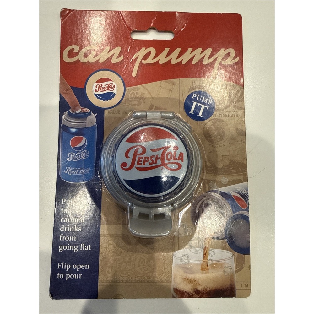 Vintage Pepsi Can Pump Fizz Keeper Jokari Soda Advertising New Old Stock Sealed